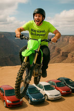 Adrenaline rush: Stay scared. Do it anyway! premium tee worn by a biker; great gift for a motorcycle enthusiast or an adventurous friend