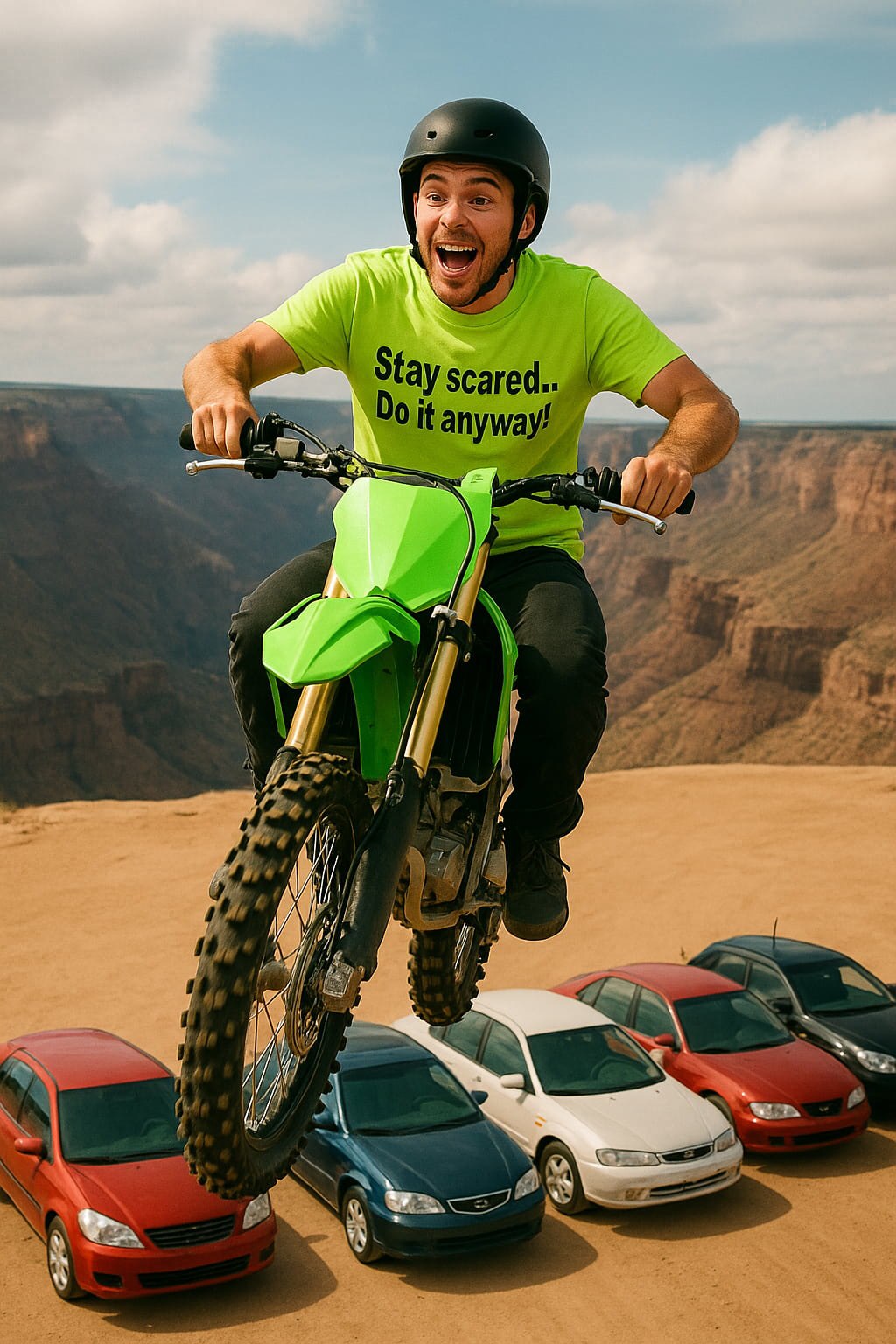 Adrenaline rush: Stay scared. Do it anyway! premium tee worn by a biker; great gift for a motorcycle enthusiast or an adventurous friend