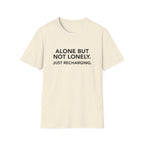 Minimalist flat lay of Alone but not lonely. Just recharging. premium cream shirt; high-quality fabric detail for a luxury gift for introverts