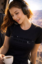 Adventurous woman wearing life's not waiting why are you turning dreams into reality during a helicopter flight.