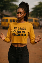 Fine lady open hands wear na grace carry me reach here top because blessing no be by power.