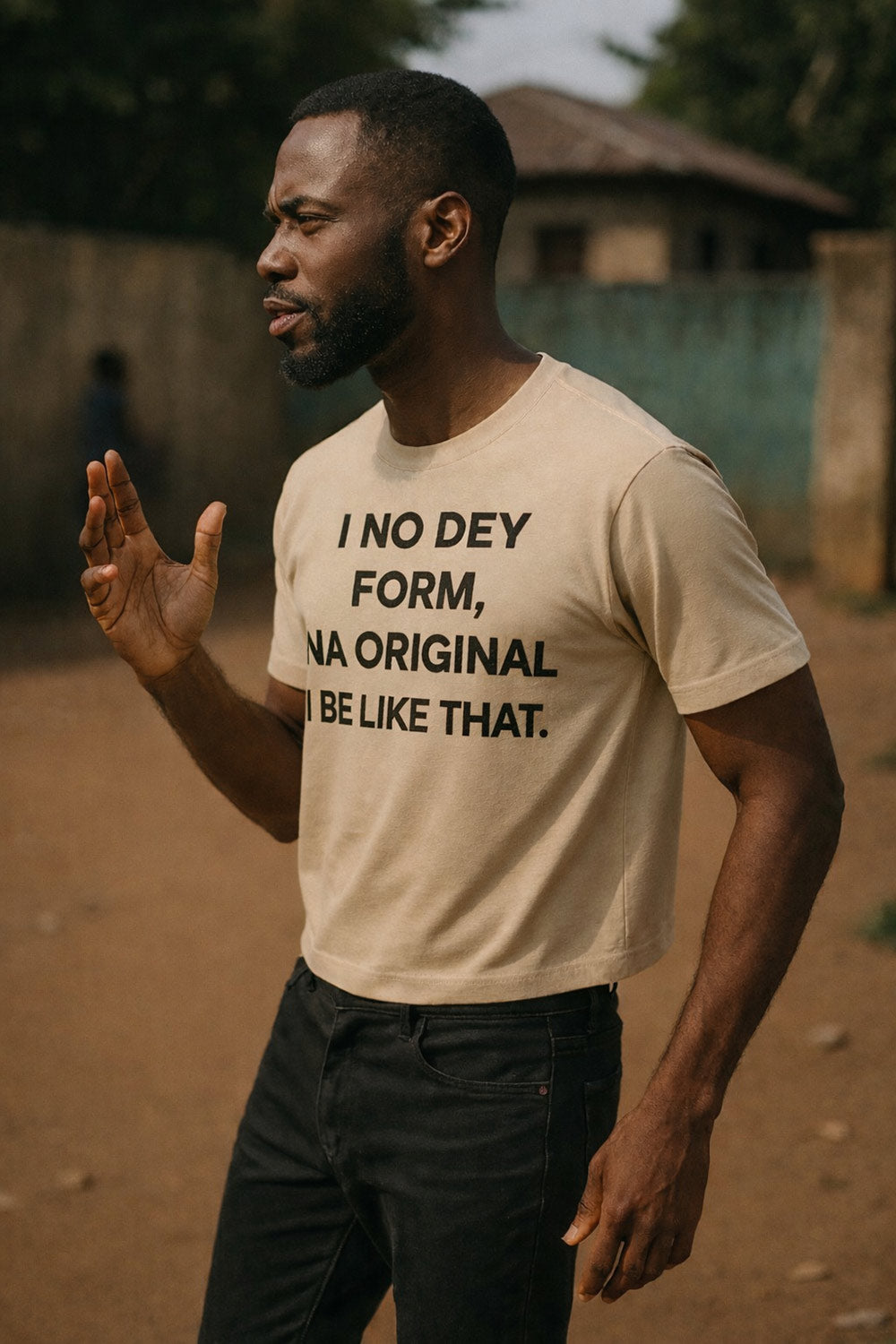Serious guy gesture wear i no dey form na original i be like that tee to flow naturally.