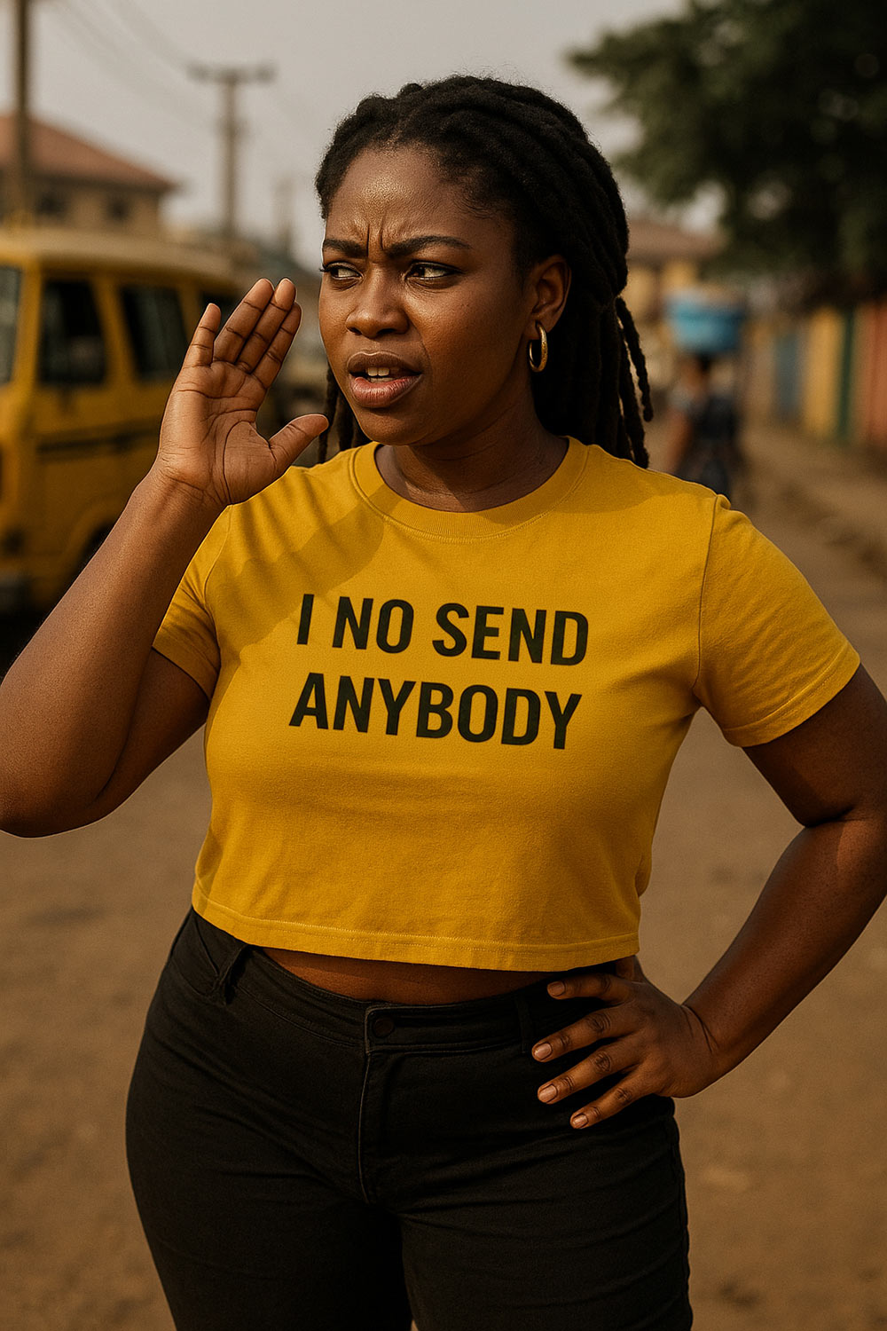 Confident woman wearing yellow I no send anybody enjoying that inside freedom perfect gift for her.
