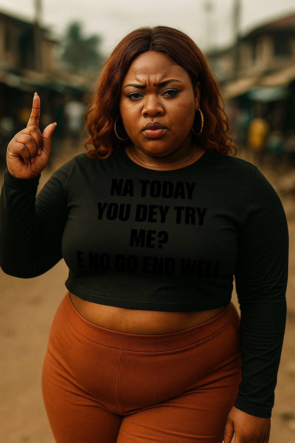 Serious woman pointing finger in na today you dey try me e no go end well clear warning.