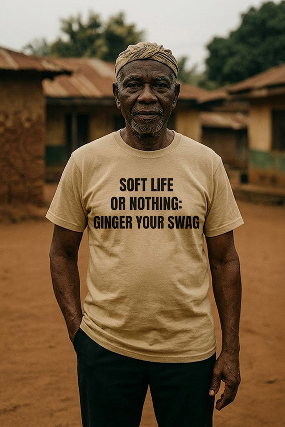 Calm older man standing in soft life or nothing ginger your swag steady confidence perfect gift.