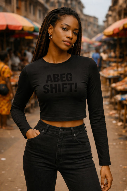 Fine girl put hand for pocket wear abeg shift top to protect her personal space today.