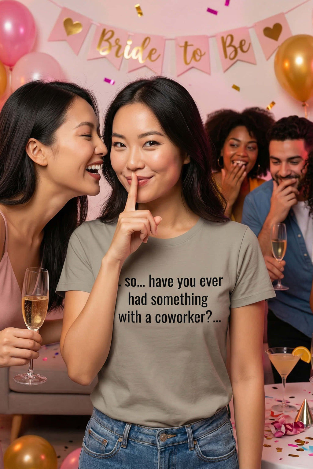 Playful woman keeping secrets wearing so have you ever had something with a coworker, perfect party gift.