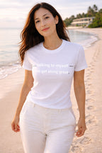 Cheerful person wearing talking to myself we get along great embracing quiet milestones of personal growth.