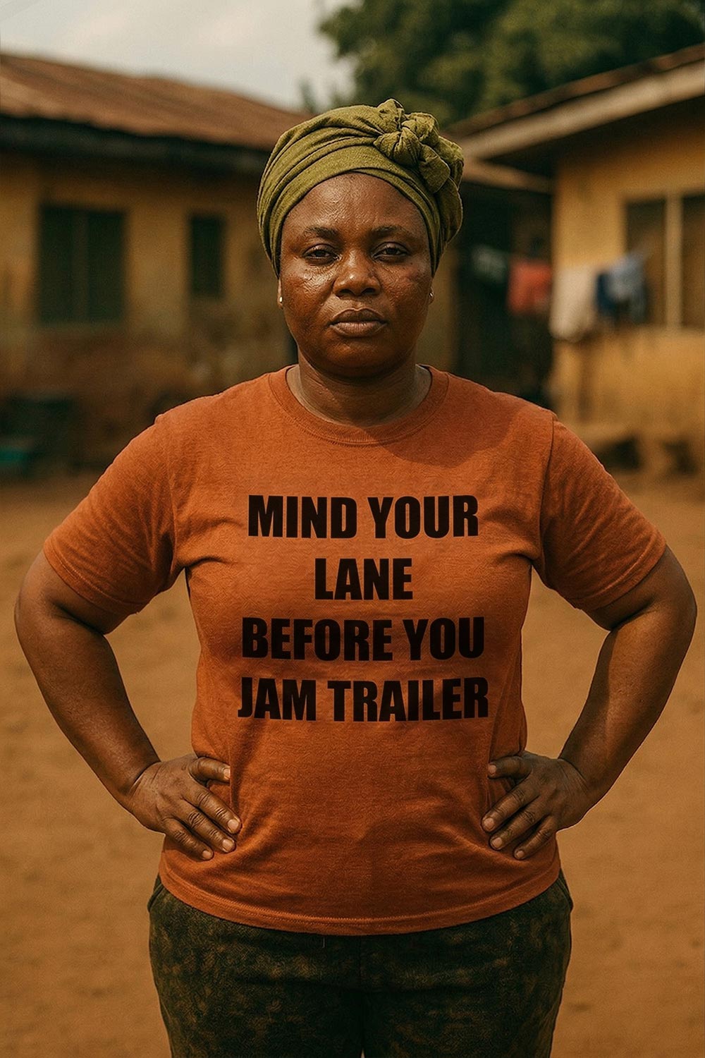 Serious older woman standing wearing mind your lane before you jam trailer saving person perfect gift.